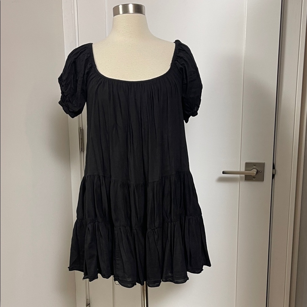 Cotton Candy Black Mini Tiered Dress